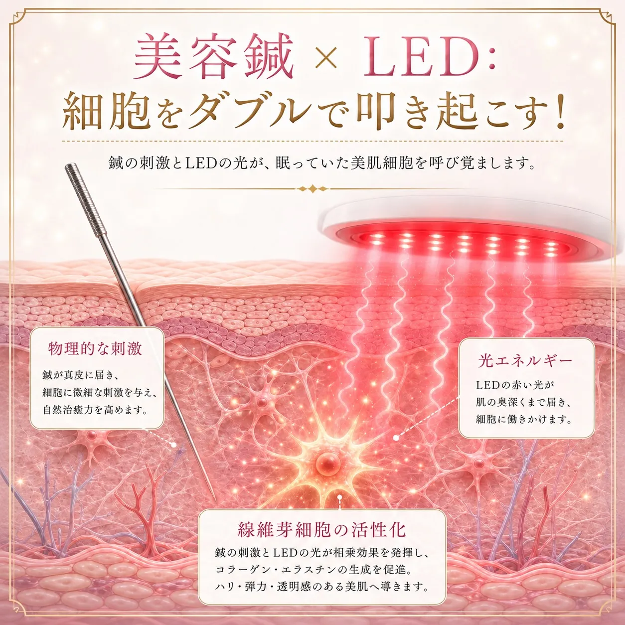 美容鍼 × LED  眠っている美しさを 呼び覚ます✨